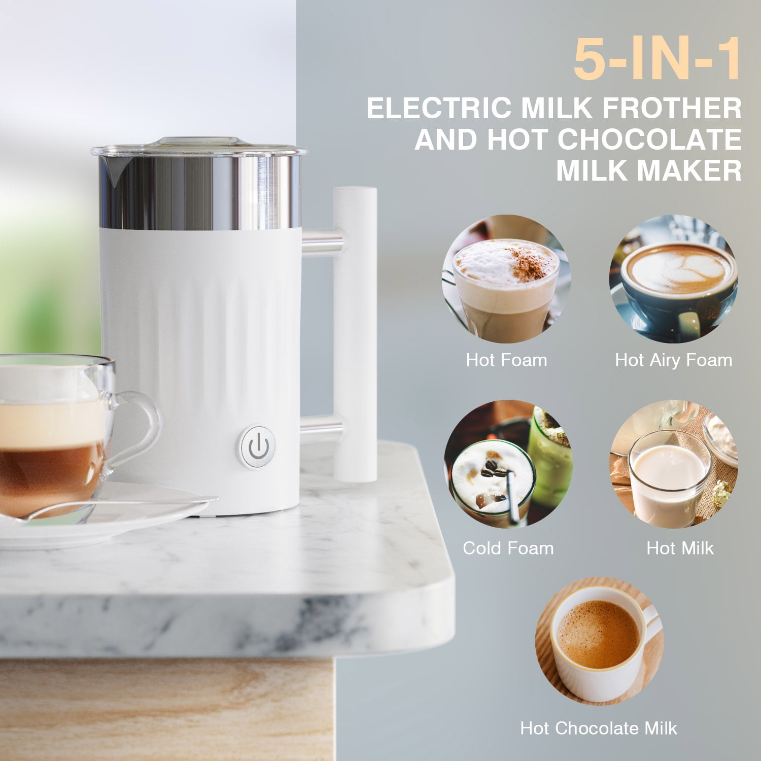 1pc Chulux Plug-in 500ml Electric Milk Frother, Silver Color, Detachable  Auto Stainless Steel, For Frothing, Hot Chocolate, Hot/cold Milk