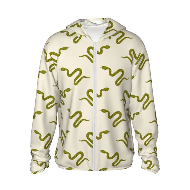 Balery Green Snake Sudadera ligera de manga larga con capucha y protección solar UPF 50+ para hombre y mujer, ideal para pesca y running-XX-Large