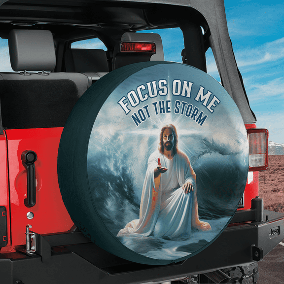 Lotusprinthandmade Jesus Focus on Me Spare Tire Cover Without Backup Camera Hole 6 Sizes (27 in.), Jesus Christian Tire Cover