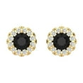 thumbnail image 3 of 14K Solid Gold Screw Back Stud Earrings for Women | 0.8808 cttw Round Cut Natural Onyx | Yellow Gold, 3 of 5