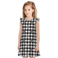 thumbnail image 1 of Fotbe Black Tartan Plaid Vestido de Dormir para Niñas de 3 a 10 Años, Mangas Cortas, Estilo Princesa, Pijama Camisón con Mangas Voladas-XX-Large, 1 of 6