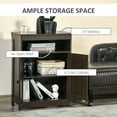 thumbnail image 4 of HOMCOM Armoire de Salle de Bain, Armoire de Rangement Autoportante avec Étagère Ouverte et Portes Shaker, Armoire d'Accent, Buffet avec Étagère Réglable, Marron, 4 of 10