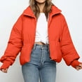 thumbnail image 4 of ShomPort Women's Winter Stand Collar Zip up Puffer Jacket Baggy Short Padded down Warm Coat, 4 of 9