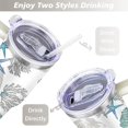 thumbnail image 5 of 40oz Cute Colorful Starfish Stainless Steel Flip Straw Tumbler Spill Proof Travel Cup Double Wall Vacuum Insulated Coffee Mug with Top Handle, 5 of 6