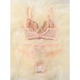 thumbnail image 2 of Conjunto de lencería sexy de 2 piezas con apliques de malla tanga y brasier y tangas para mujer Florales rosas G Florales rosas G Xishao ropa, 2 of 2