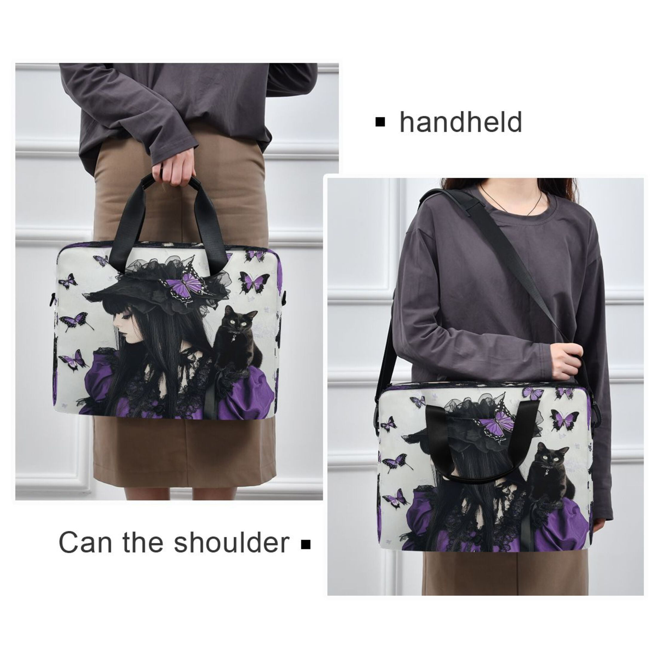 16" Laptop Tote Bag Laptop Sleeve Case Computer Briefcase for Work & Travel Beauty in A Purple and Black Suit