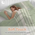 thumbnail image 5 of Sage Green Beige Striped Bedding 3 Piece Duvet Cover Set Queen Size, Modern Farmhouse Retro Lines Soft Microfiber Comforter Cover with Zipper Closure & Pillowcases, FadeResistant Quilt Cover, 5 of 9