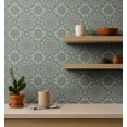 thumbnail image 4 of S4Sassy Self-Stick Decorative Boho Wallpaper, Mandala Pattern Wall Paper, Textured Vinyl Waterproof Contact Paper, Green, 25"X 360" Removable Renter Friendly Walls Covering For Bedroom, Dining Room, 4 of 8