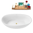 thumbnail image 4 of 67" Streamline G-62-259-BGM Soaking Glossy White Freestanding Tub and Tray With Internal Drain in Brushed GunMetal, 4 of 11