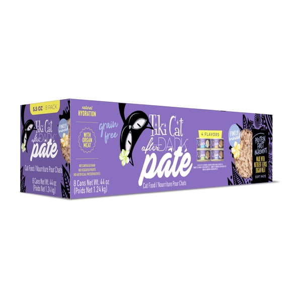 Tiki Cat After Dark Soft Pate Wet Cat Food, Variety Pack, 5.5 oz. Can (8 Count)
