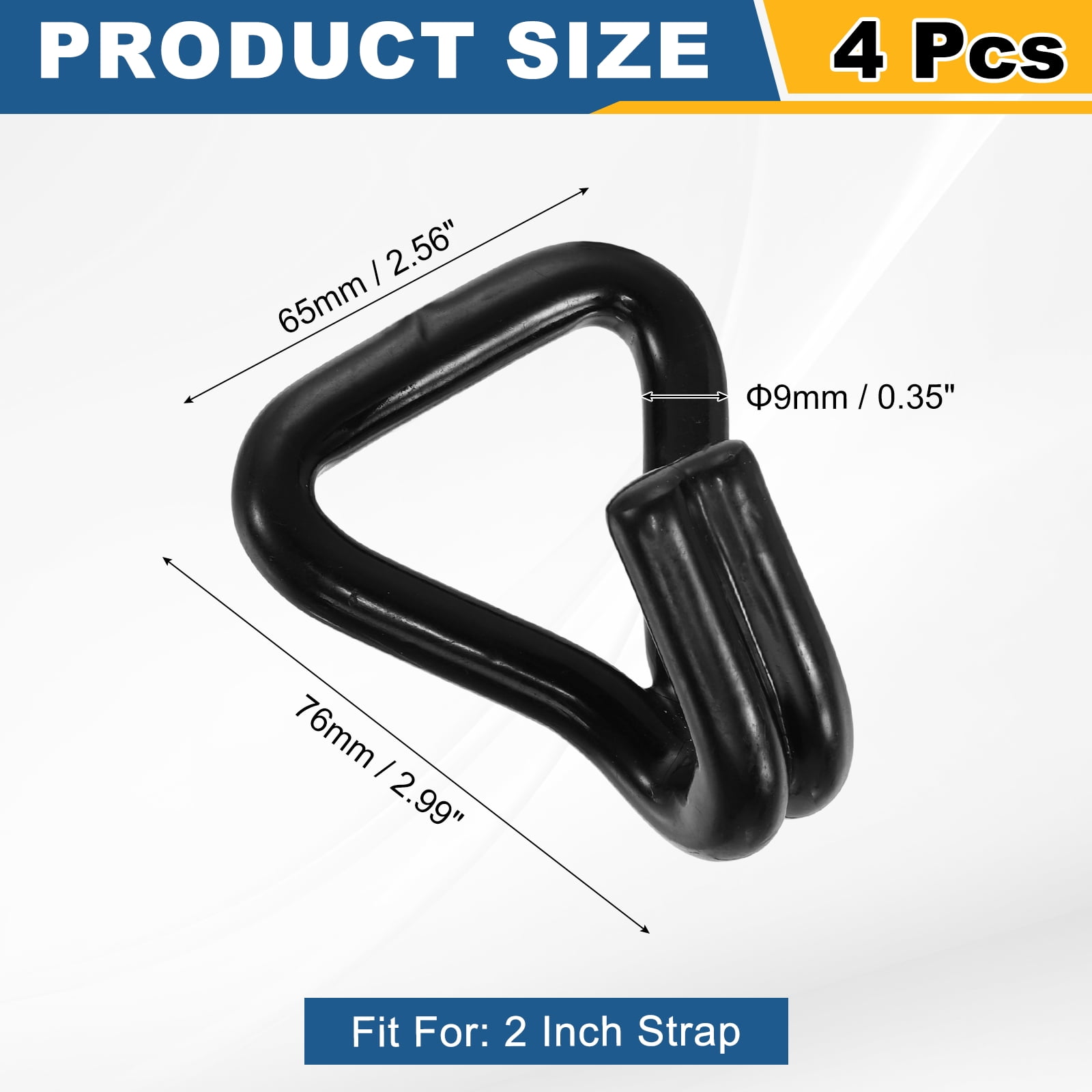 Uxcell 4Pcs Double J Hook, 9mm Dia 11023 lbs Ratchet Strap Tie Down Hook for 2" Tie Down Straps Wedding, Cars Trucks Trailers, Double Row Hooks Binder Accessories