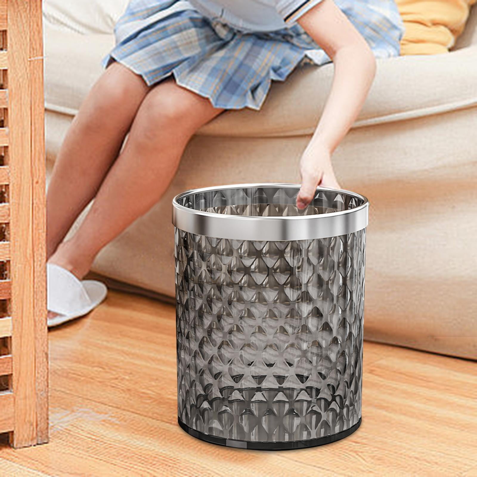 Fancyes Stylish Bathroom Trash Can 16 L Garbage Basket Paper Basket Waste Bin Household Trash Bin Garbage Container for Bathroom Home Gray