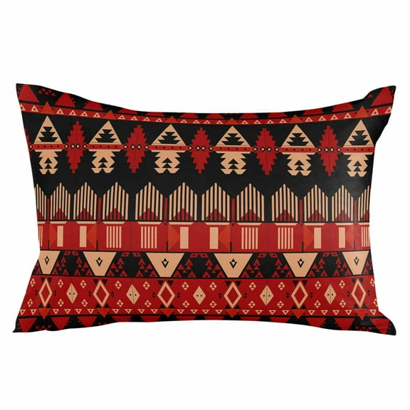 Red Black Boho Aztec Throw Pillow Cover 20 x 26 Inch Decorative Pillow Cover Vintage Ethnic Abstract Geometric Lumbar Pillowcase Seasonal Rectangle Cushion Case for Couch Sofa Bed Living Room