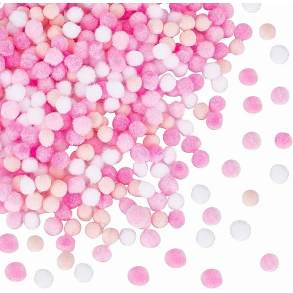400Pcs Small Pink Pompoms Fuzzy Balls Bulk Valentine's Day 10mm Mini Pom Pom Ball Soft Round Fluffy Puff Cat Kitten Googly Pom Poms for DIY Art Crafts Garland Charms Party Decor Supplies