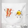 thumbnail image 1 of Bacon Tapestry, Funny Cartoon Characters of Side up Fried Bacon and Egg Smiling Breakfast, Fabric Wall Hanging Decor for Bedroom Living Room Dorm, 5 Sizes, Multicolor, by Ambesonne, 1 of 1