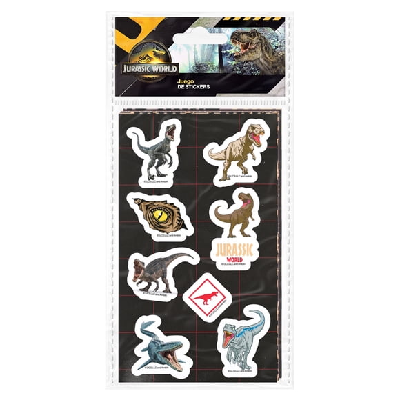 Juego de Stickers Prichos Jurassic World Multicolor de Papel Adhesivo 6 Piezas por Empaque