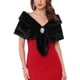 thumbnail image 1 of CHAL DE PIEL SINTÉTICA PARA MUJERES INSPIRADORAS, CAPA PARA BODA, SHRUG NUPCIAL CON BROCHES DE RINCONES DE PERLA FALSA Y RINCONES DE BRILLANTE, NEGRO, 1 of 6