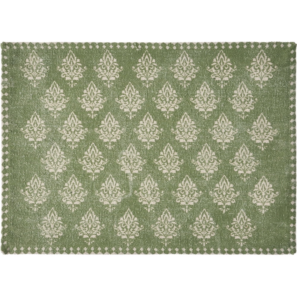 Ox Bay Khloe Set of 4 Cotton Placemats, Green Damask