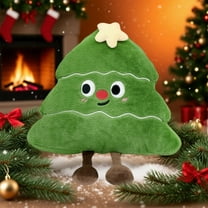 19.6 Inch Christmas Tree Plush Pillow - Soft Holiday Decor & Kids Backrest for Bedroom, Nursery & Cozy Gift (Green Flannel, 50x30cm)