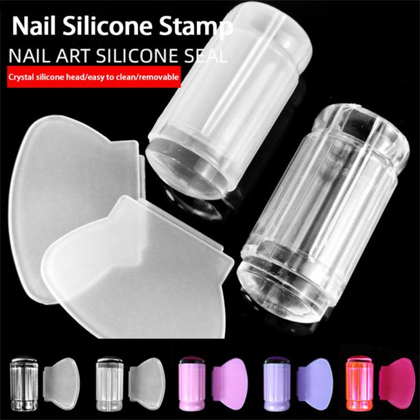 Silicone Transparent Nail Art Stamping Kit French For Manicure Plate Stamp Polish Stencil Template Seal Stamper Scraper DIY Nail zhangyuxiang LED