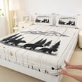 thumbnail image 3 of Homewish Jungle Wildlife Bear Queen Sheet Sets,Natural Scenery Mountain Flat Sheet,White Black Queen Fitted Sheet For Teens,Ultra Soft Home Decor,4 Pieces, 3 of 7