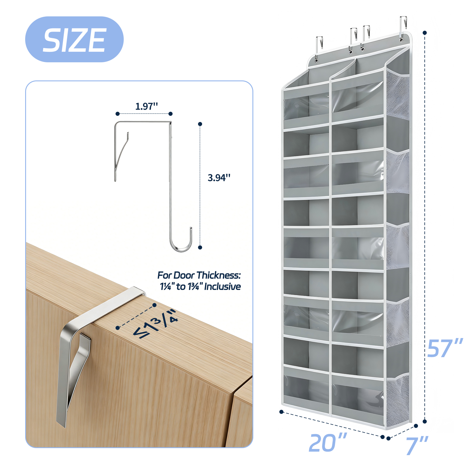LazySpin 5-Tier Over-the-Door Organizer, Gray photo 2
