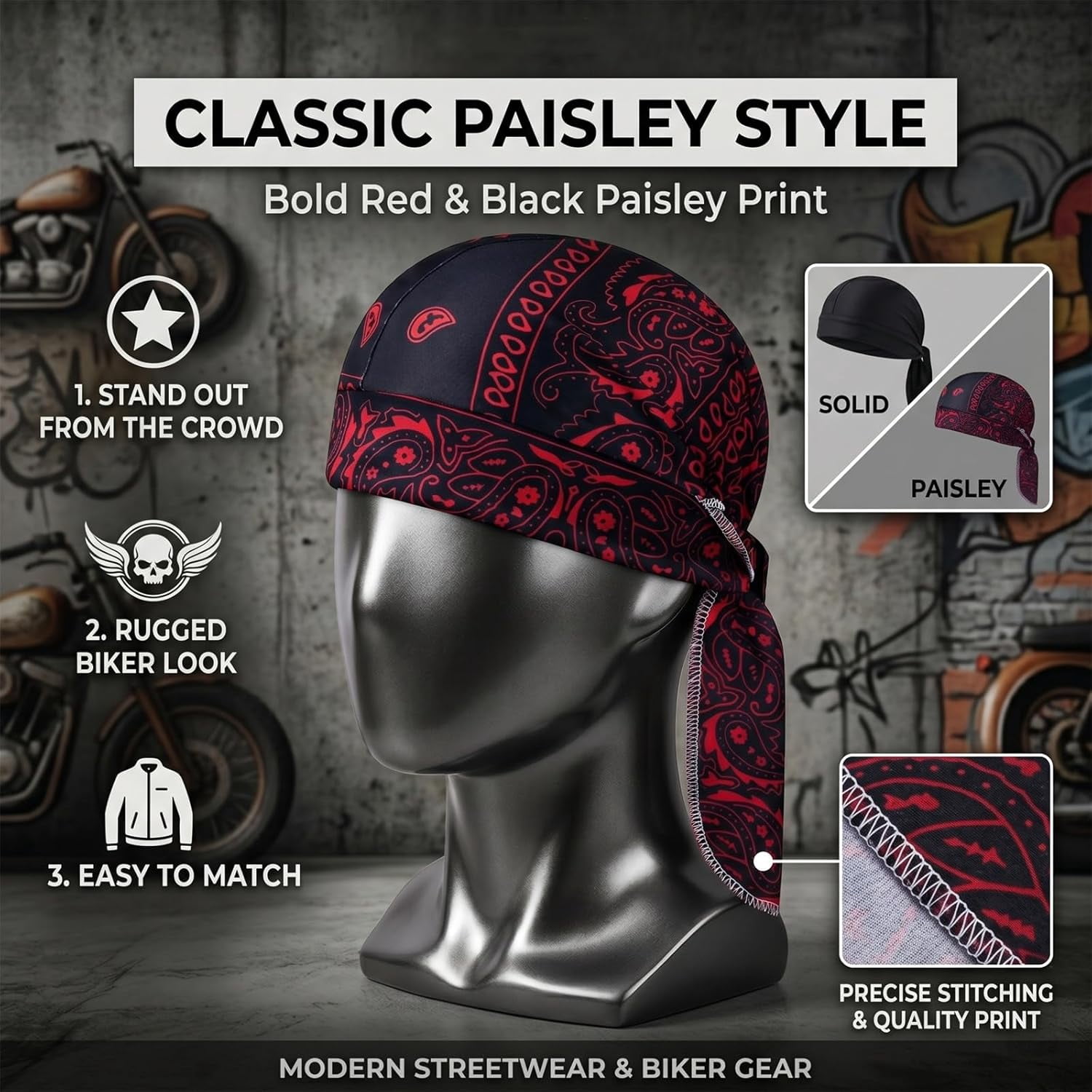 Paisley Cooling Headscarf Cap Set,Breathable Sweat Wicking Bandana