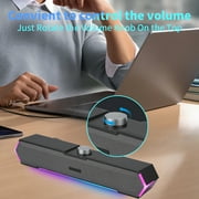 Computer Speakers for Desktop PC, 3.5mm PC Sound Bar for Desktop Monitor/Laptop, Wired USB-Powered Gaming Speakers with Colorful LED Light, Touch-Control Backlit w/ Volume Knob, Plug and Play