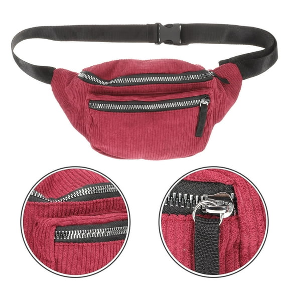 SEWCHICS Outdoor Waist Bag Red Velour 1Pack for Traveling