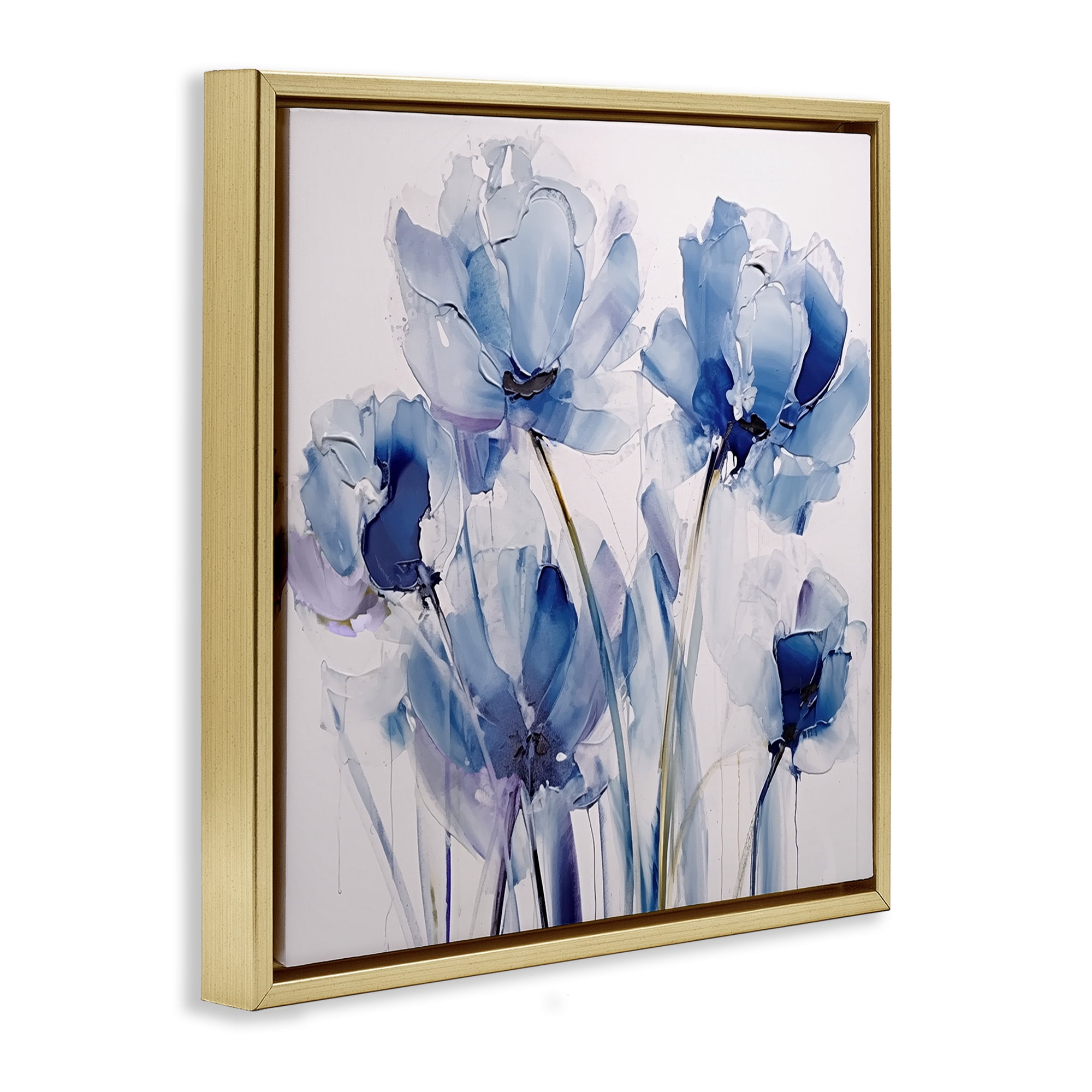 Stupell Industries Abstract Blue Tulips Botanical & Floral Painting Gold Floater Framed Art Print Wall Art, 25 x 25