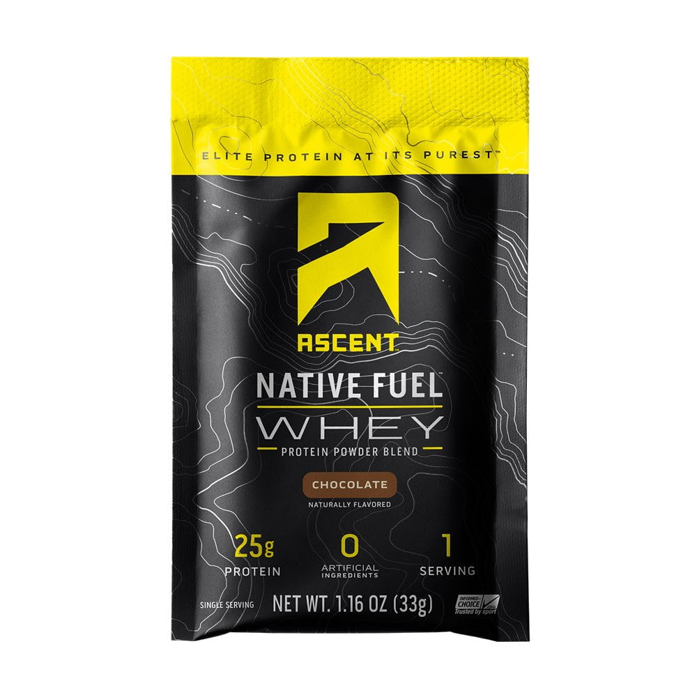 Ascent Native Fuel Whey Protein Powder Chocolate 15 Single Serving