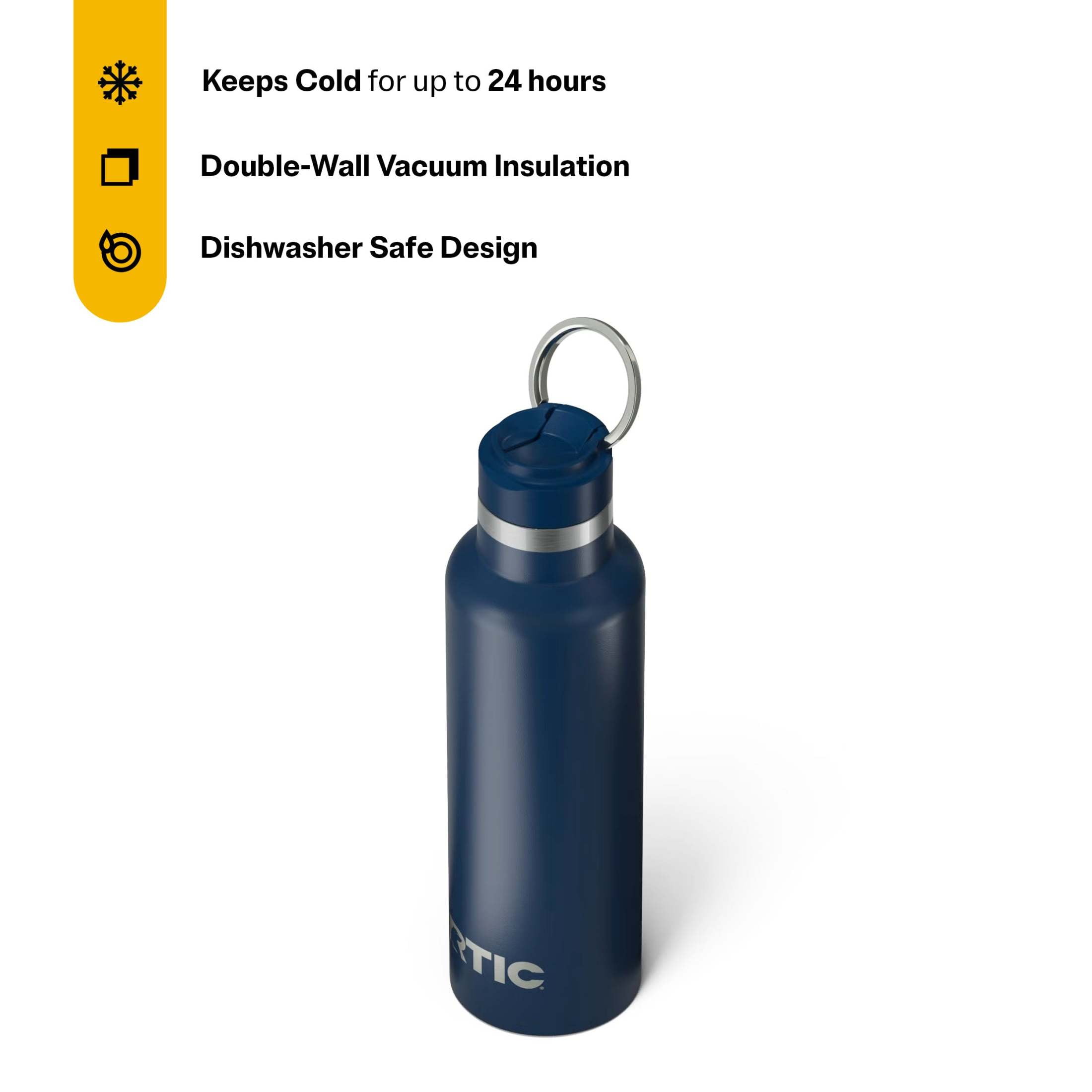 RTIC 20 oz Ceramic Lined Insulated Journey Water Bottle, Leak-Proof Lid, Navy