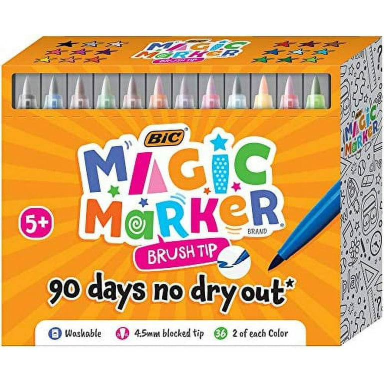 Bic Magic Marker, Brush Tip Marker, Assorted Colors, 36-Count