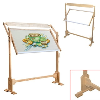 VEGCOO Multifunctional Beech Wood Embroidery Hoop Stand with 2 Pcs 6'' 8''  Embroidery Hoops, Adjustable Rotated Embroidery Stand Cross Stitch Stand