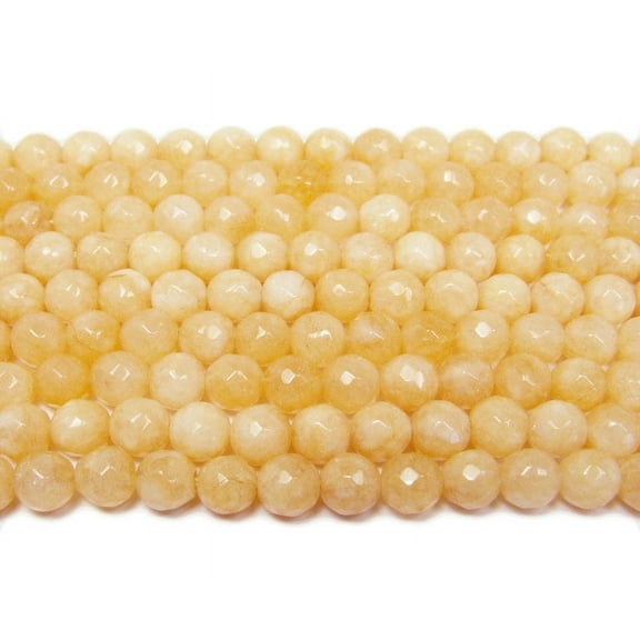 6mm Khaki Yellow Jade Faceted Round Beads Genuine Gemstone Natural Jewelry Making