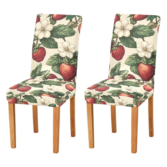 Yayeee 2 Pack Dining Chair Covers Stretch Parson Chairs Slipcovers Seat Protector, Beige Strawberry