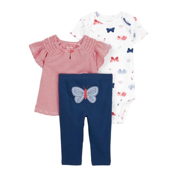 Conjunto Carter's Child of Mine Talla 0-3 M Con Estampado de Mariposa para Niña Multicolor