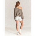 thumbnail image 6 of Women'S Sweatshirts Oversized Off the Shoulder Pullover Tops Casual Long Sleeve Comfy Fall Outfits Khaki S, 6 of 9