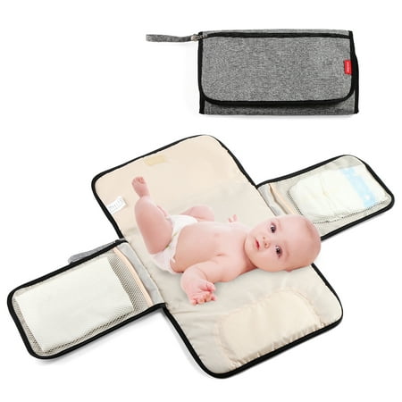 Insular Portable Baby Changing Pad Foldable Waterproof Diaper Bag 3 Layers Multiple Pockets Travel Mat for Infants