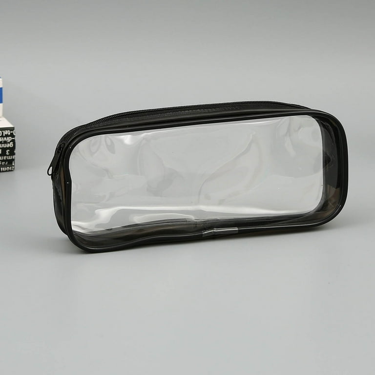 Herrnalise Clear PVC Zipper Pencil Bag Toiletries Exam Pen Pencil
