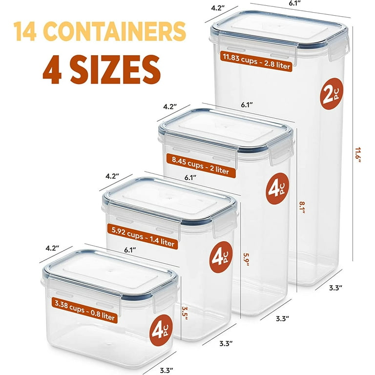 Simply Gourmet Food Storage Containers for Kitchen Organization - Pack of  14 BPA-Free Airtight Organizers for Flour, Sugar, Coffee & More - Includes