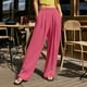 thumbnail image 2 of WILLBEST Pantalones Casuales de Mujer con Cintura Alta y Pierna Ancha para Uso Diario, Actividades al Aire Libre y Comodidad En el Hogar con Un Diseño Arrugado Único. Extra Grande, 2 of 4