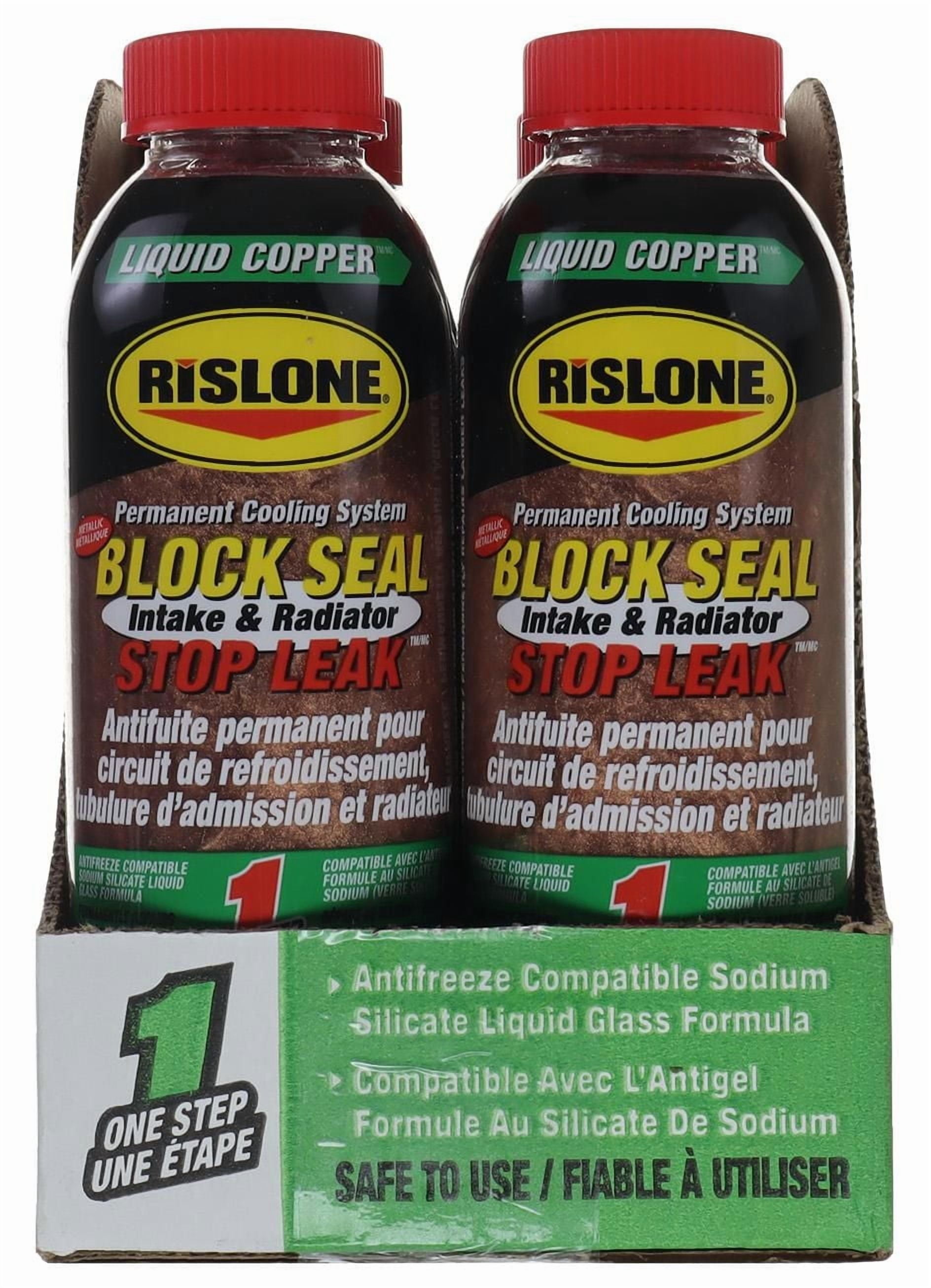 Rislone Block Seal Liquide Cuivre Admission & Radiateur Arrêt Fuite Répare les fuites radiateurs