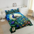 thumbnail image 4 of Erosebridal Wild Peacock Comforter Sets, Wild Animal Comforters & Duvets, Botanical Flower Leaves Room Decor, Reversible 2-Piece, 4 of 8