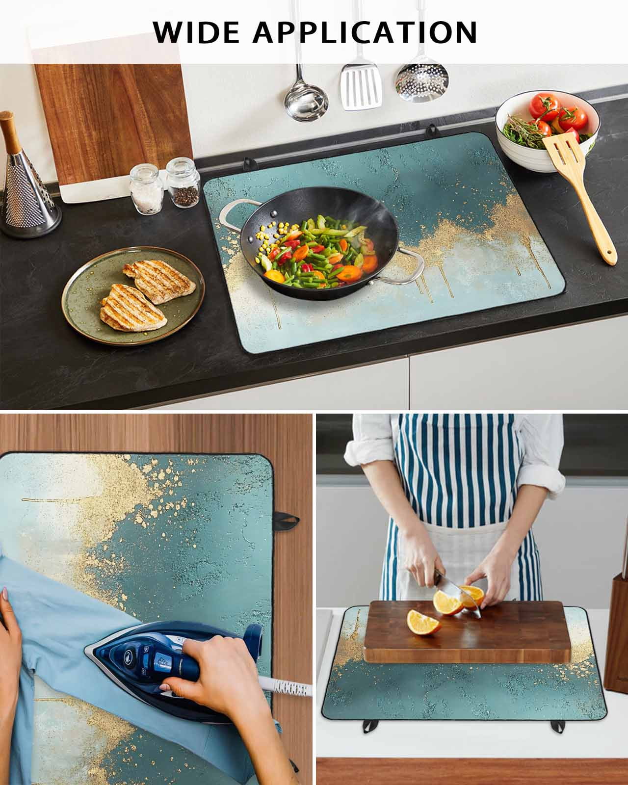 nqOlkjepod Large Induction Cooktop Protector Mat 24"x21", Modern Teal Turquoise Stove Top Covers for Electric Stove, Abstract Oil Painting Minimalist Art Stove Burner Cover Mats Stove Cover