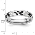 thumbnail image 2 of 925 Sterling Silver Patterned White Enamel Stackable Polished Enameled Flower Ring Size 9 Stackable Ring for Women, 2 of 2