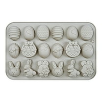 dajkiuy Easter Themed Silicone Molds - 18 Cavity 3D Rabbit Bunny Eggs Basket Mould - Candy Cake Molds for Baking - Cute Shaped for Easter Mould