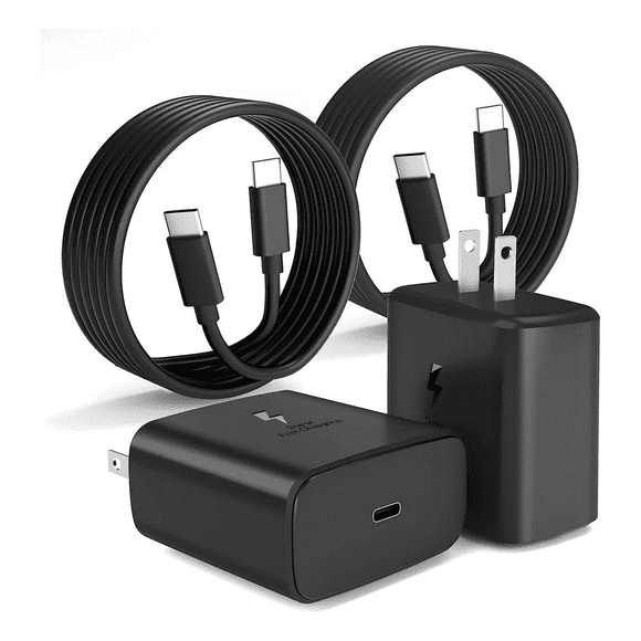 "Cargador Tipo C De 45w Para Samsung S23 S24 Ultra 2 Piezas negros "