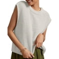 thumbnail image 3 of Spring Autumn Womens Sleeveless Knit Sweater Vest Crewneck Sweaters Ribbed Casual Loose Tank Tops, 3 of 5
