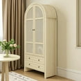 thumbnail image 2 of GZXS 70.28" Tall Arched Pantry Cabinet with 2 Drawers, 2 Rattan Doors, Adjustable Shelves, and Anti-Tip Device, Multi-Purpose Storage Cupboard for Kitchen, Bedroom, Dining/Living Room (Natural), 2 of 9